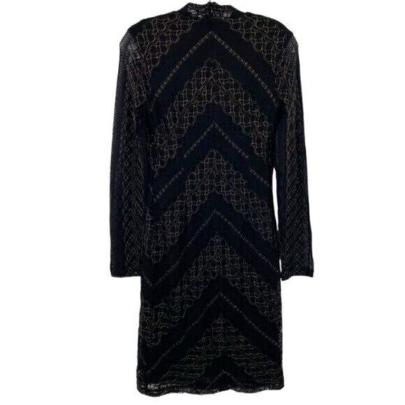 Black Lace Metallic Gold Vamp Bodycon Cocktail Dress Whimsigoth Witchy - Picture 12 of 16